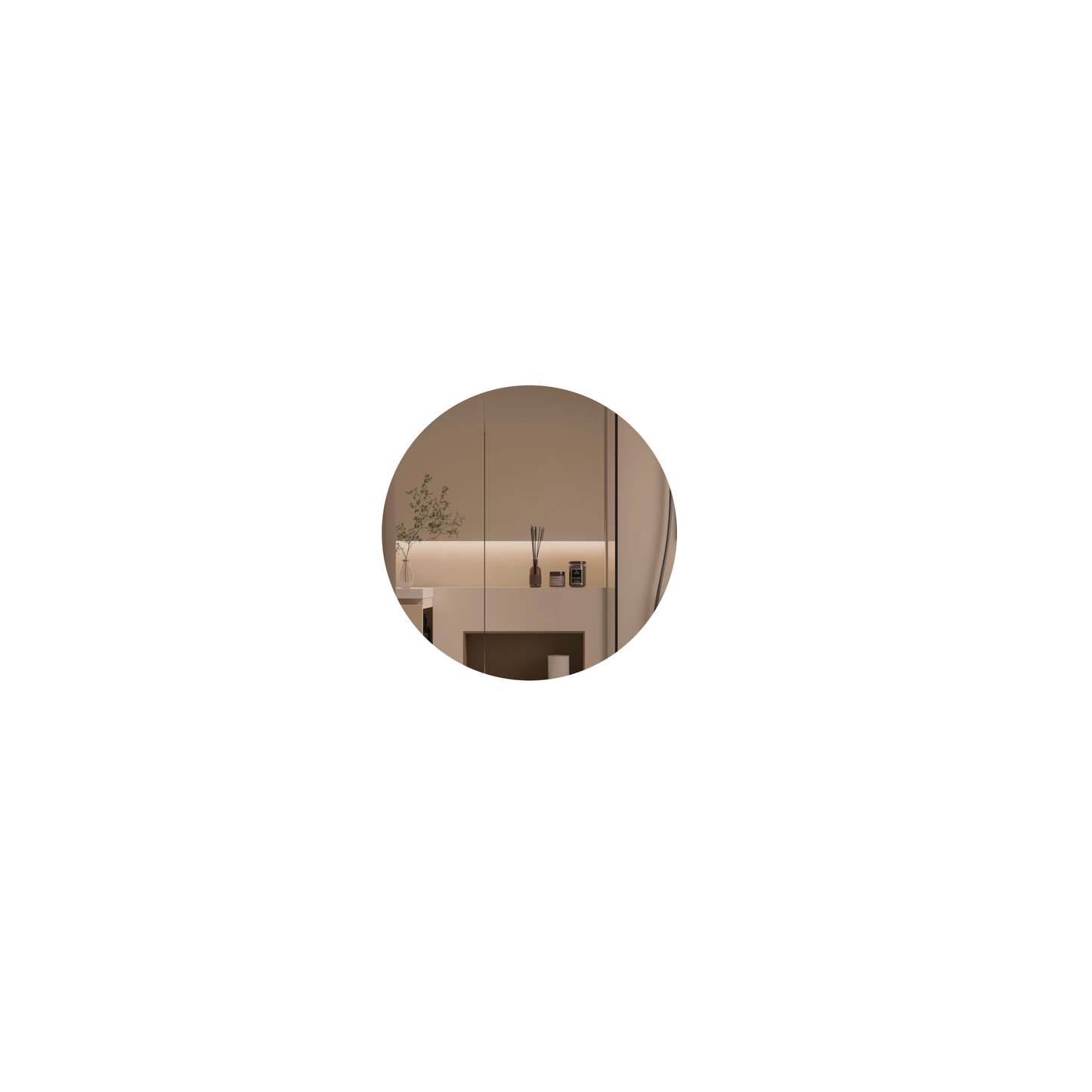 CARYSIL Orbit Series Round  800x800mm Walnut Shaving Cabinet