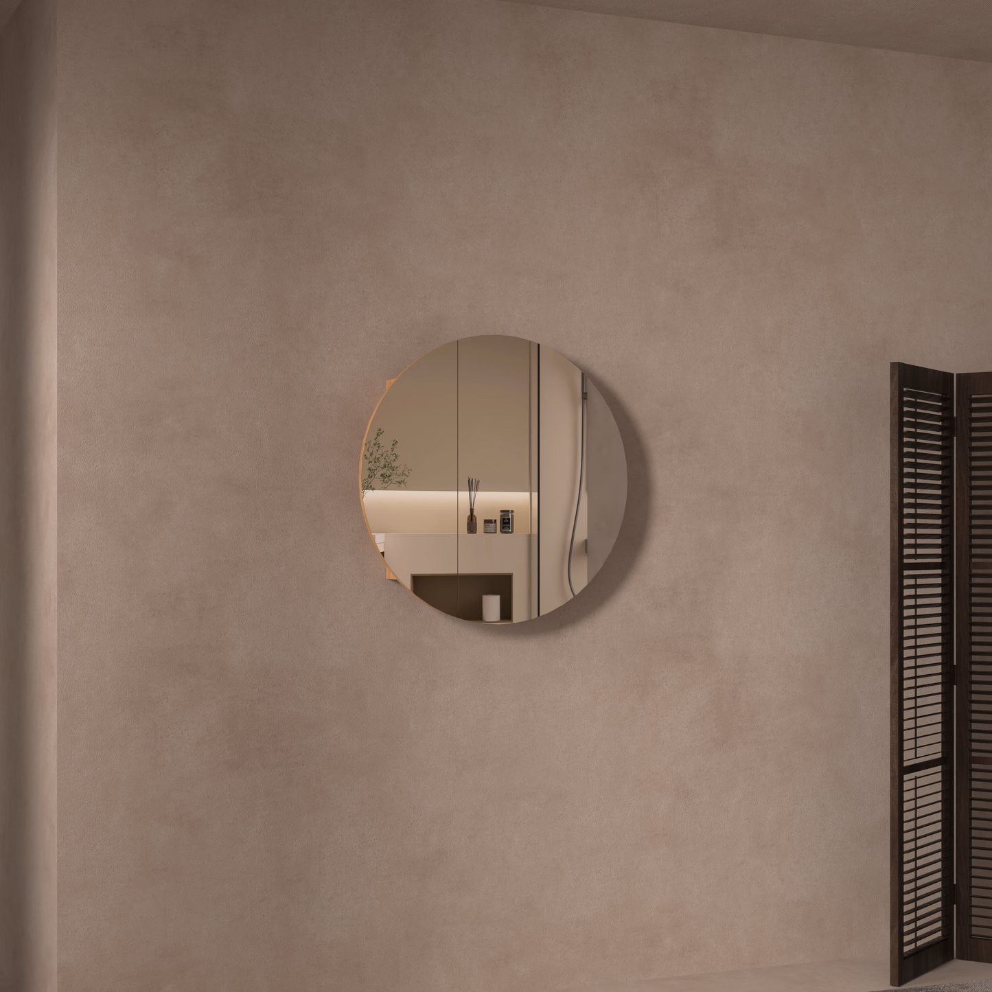 CARYSIL Orbit Series Round  800x800mm Walnut Shaving Cabinet