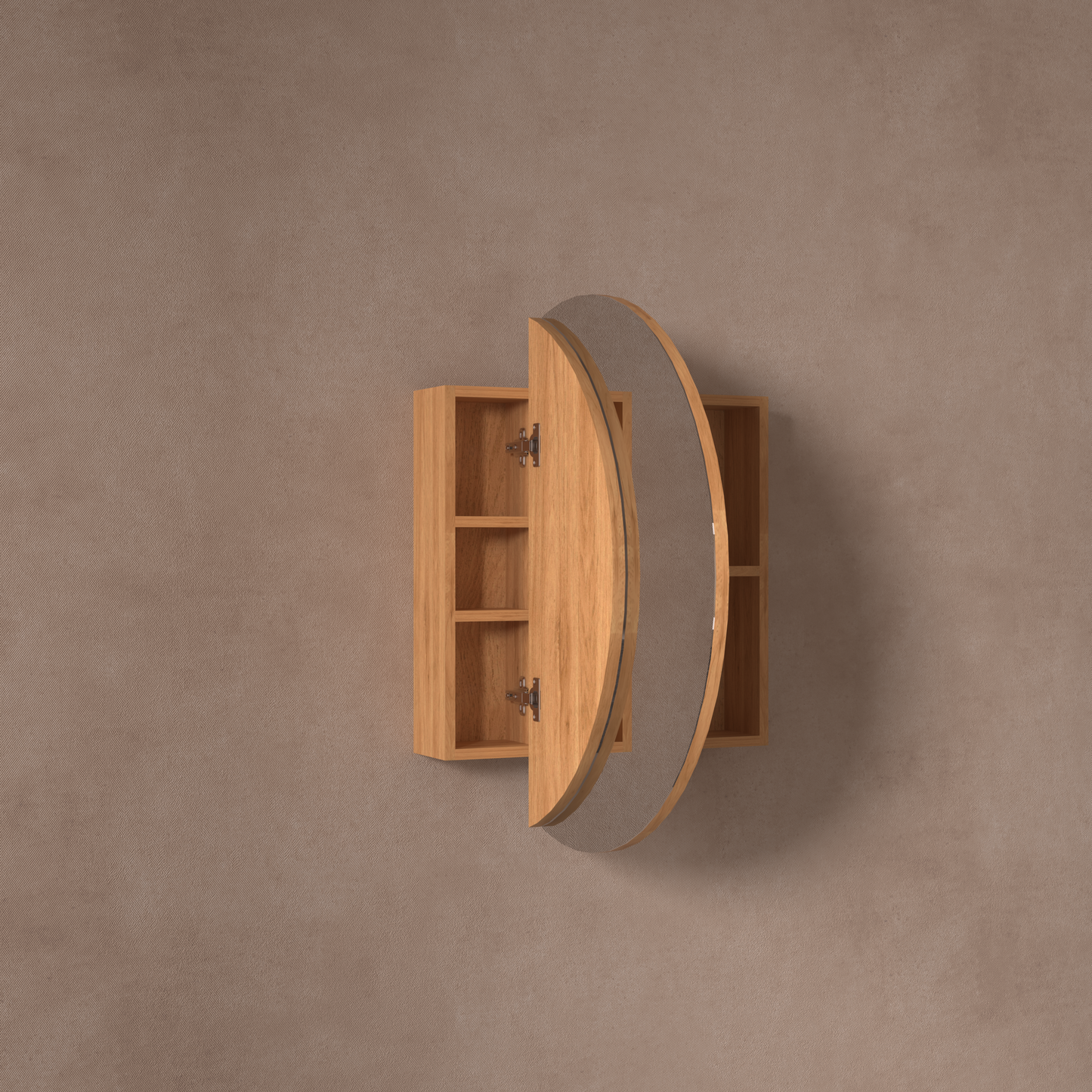 CARYSIL Orbit Series Round  800x800mm Walnut Shaving Cabinet