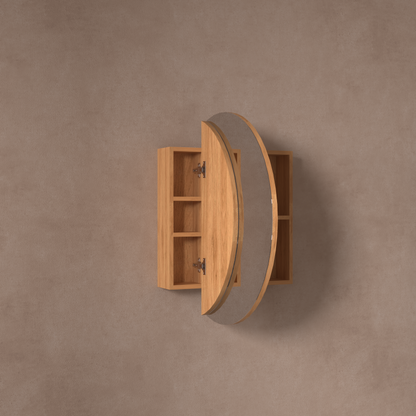 CARYSIL Orbit Series Round  800x800mm Walnut Shaving Cabinet