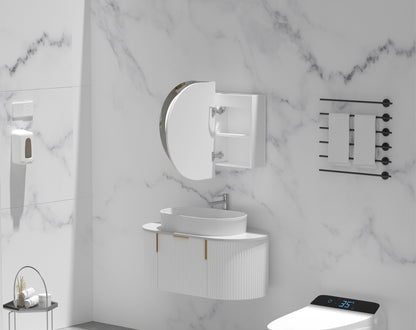 CARYSIL Mystic 900x600mm MATTE WHITE OVAL LED Shaving Cabinet