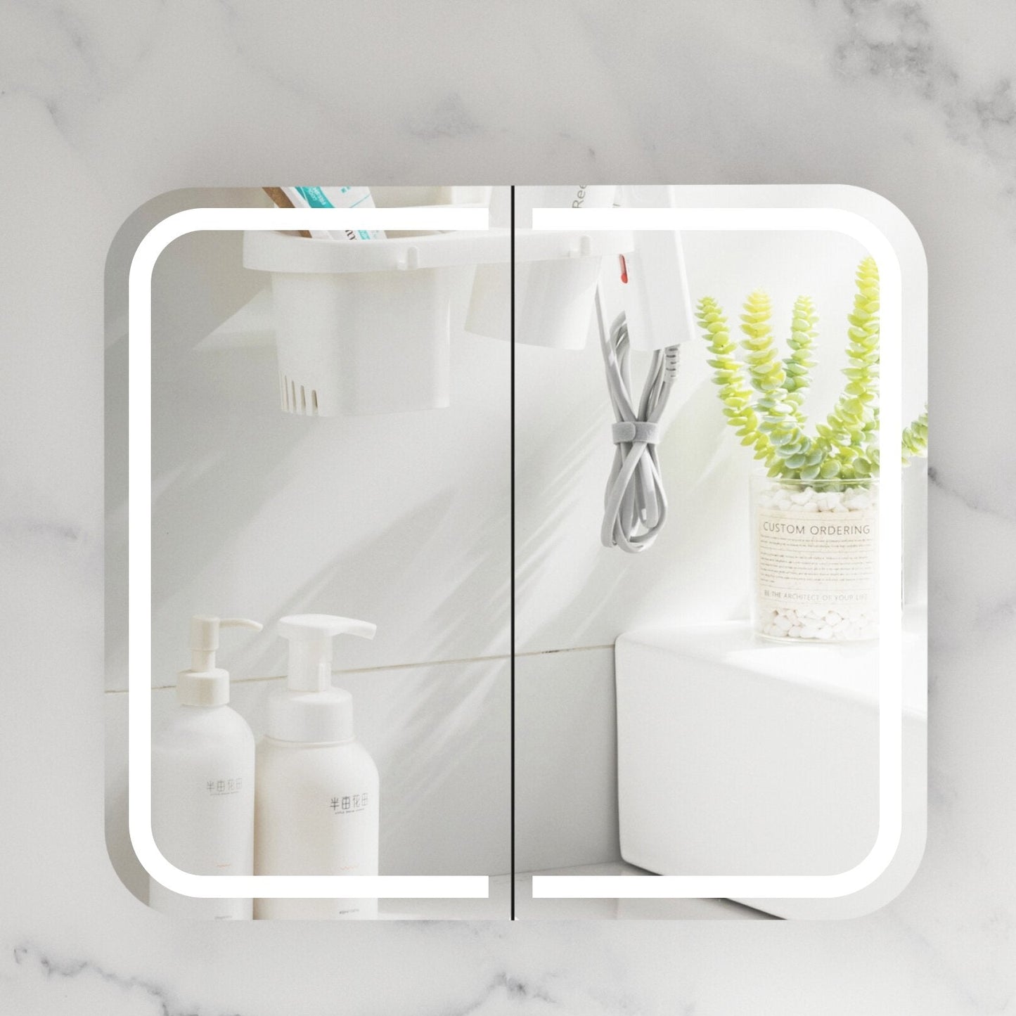 CARYSIL  900x800mm Grand Matte White LED Shaving Cabinet