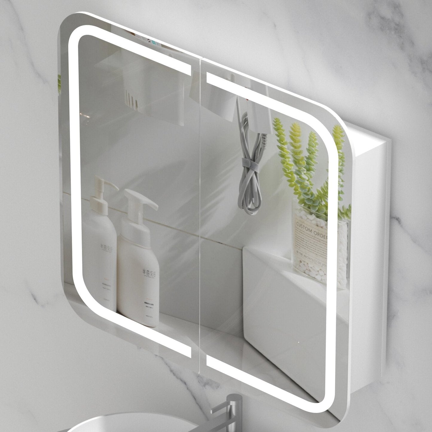 CARYSIL  900x800mm Grand Matte White LED Shaving Cabinet