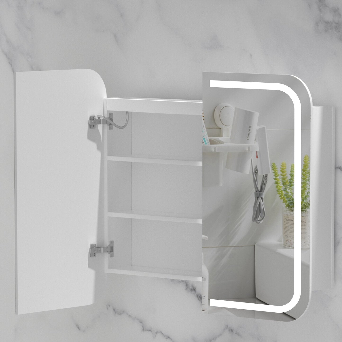 CARYSIL  900x800mm Grand Matte White LED Shaving Cabinet