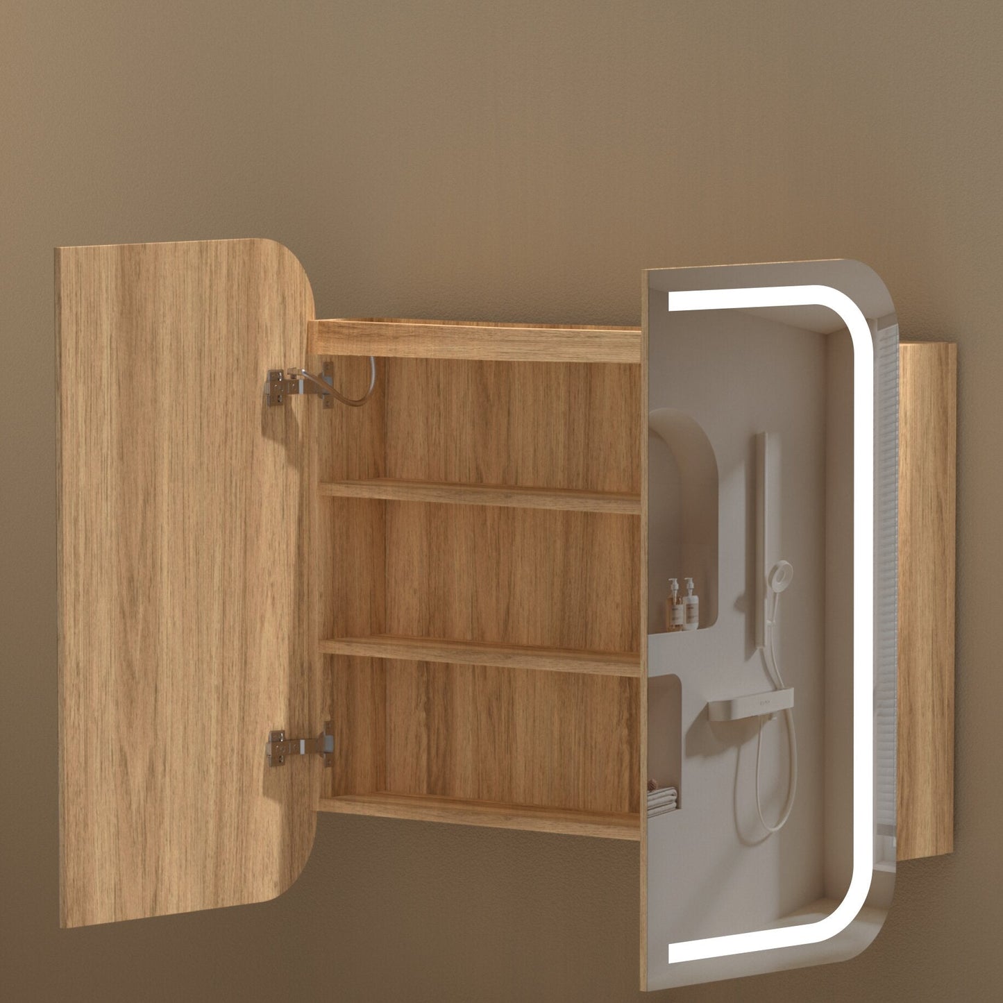 CARYSIL  900x800mm Grand Walnut LED Shaving Cabinet