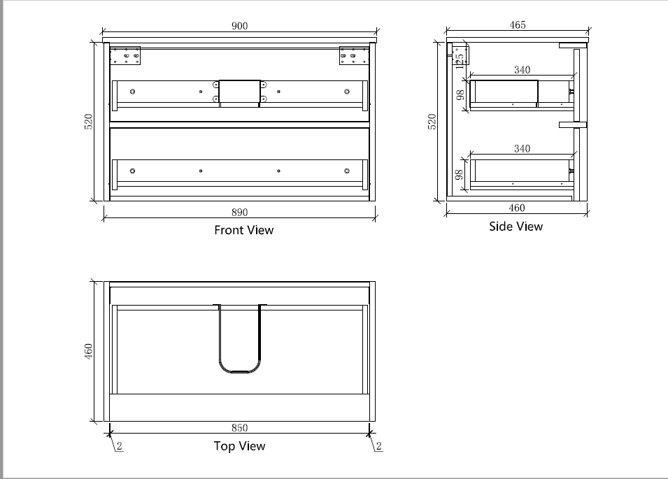 Carysil Fairmont Oak 900MM Wall Hung Shaker Vanities without Stone Top