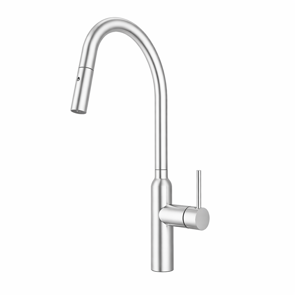 Carysil Round Brushed Nickel Pull Out Kitchen Mixer