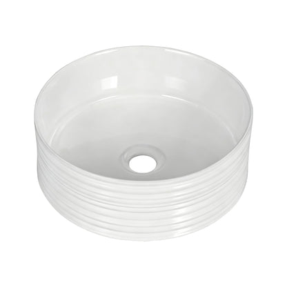 Bathroom Basin Vanity Sink Vessel Ceramic White Round Countertop 36cm