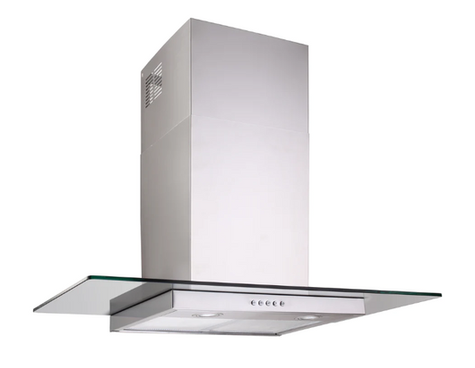 600mm Stainless Steel Slimline Glass Canopy Rangehood 750m3/hr LED lights