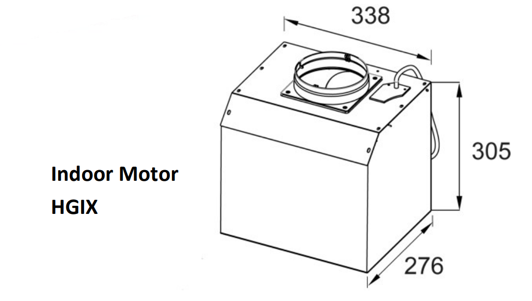 600mm T shape Canopy Rangehood with touch controls and Q series Motor