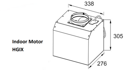 600mm T shape Canopy Rangehood with touch controls and Q series Motor