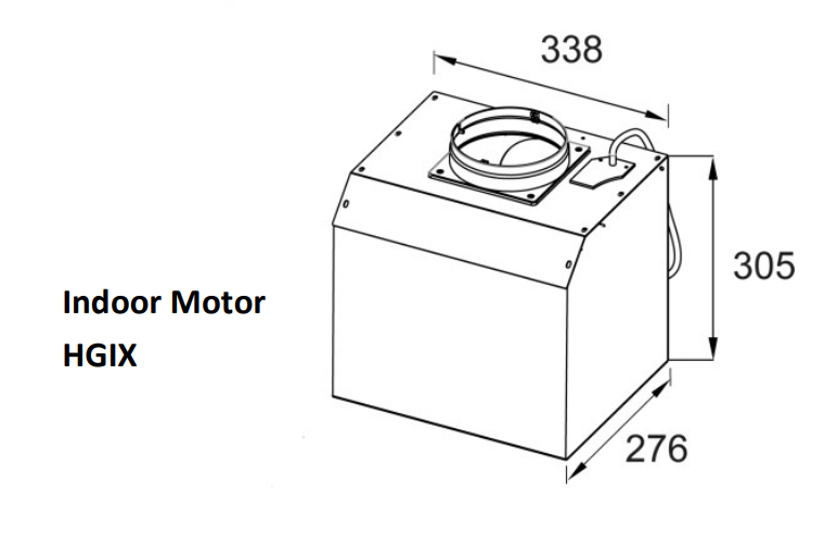 900mm T shape Canopy Rangehood with touch controls and Q series Motor