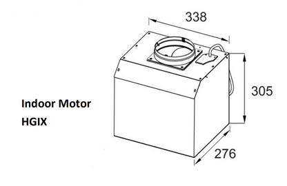 900mm T shape Canopy Rangehood with touch controls and Q series Motor