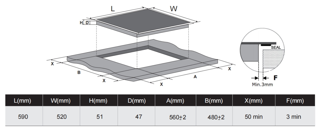 Carysil Built-In Ceramic Hob 60CM