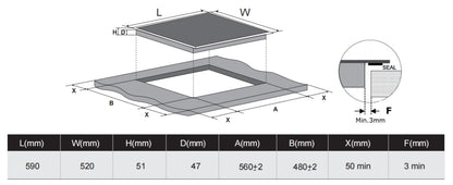 Carysil Built-In Ceramic Hob 60CM