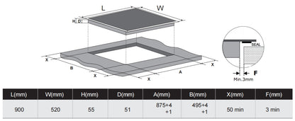 Carysil Built-In Ceramic Hob 90 CM