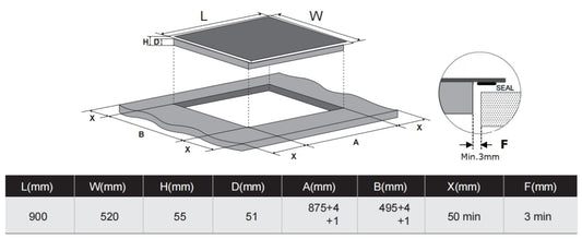 Carysil Built-In Ceramic Hob 90 CM