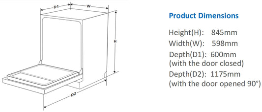 Carysil Stainless Steel Freestanding Dishwasher 14 Place Sett