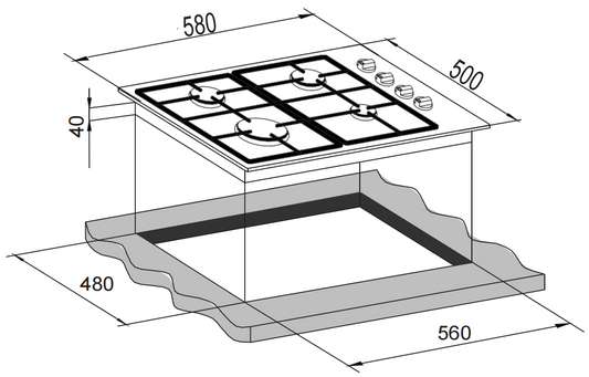 Carysil Built-In Stainless Steel 4 Burner Gas Hob