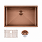 762*457*254mm Rose Gold PVD Hand-made Single Bowl Kitchen Sink(Round Edges)