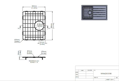Stainless Steel Gold Sink Grid for Vivaldi D100