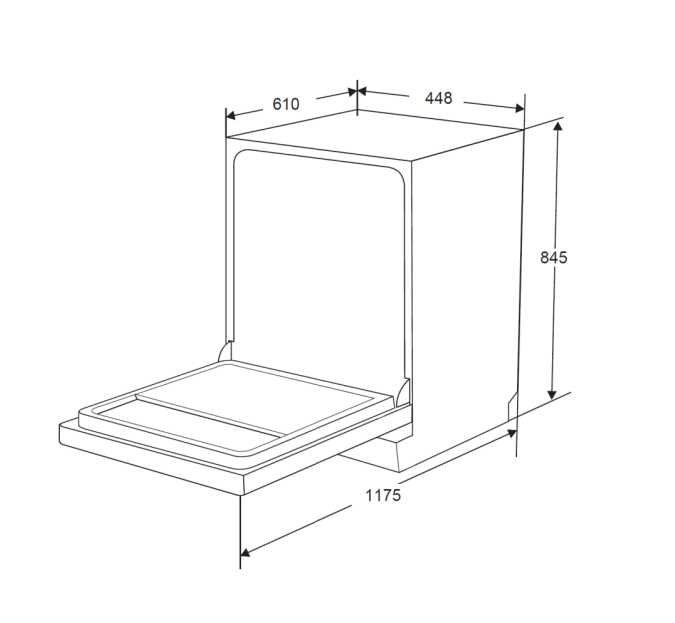 450mm Dilusso Stainless Steel Freestanding 9 Place Settings Dishwasher
