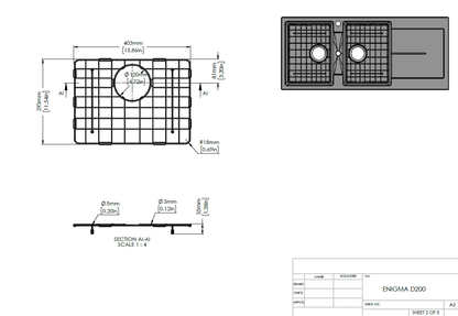 Stainless Steel Gold Sink Grid for Carysil Enigma D200