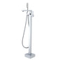 Square Brushed Nickel Freestanding Bath Mixer With Handheld Shower