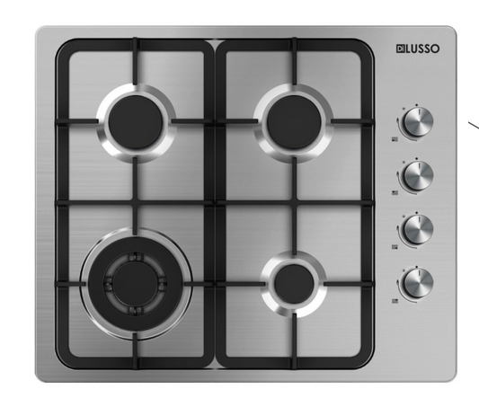 600mm Stainless Steel Gas Cooktop with Wok Burner, FFD, Cast Iron Trivets