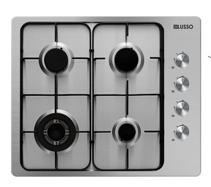 600mm Stainless Steel Gas Cooktop with Wok Burner, FFD, Black Enamelled Trivets