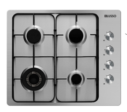 600mm Stainless Steel Gas Cooktop with Wok Burner, FFD, Black Enamelled Trivets