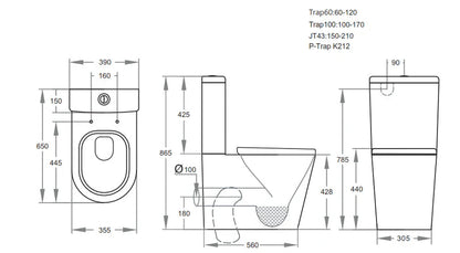 660 x 365 x 875mm Rimless Back To Wall Toilet Suite