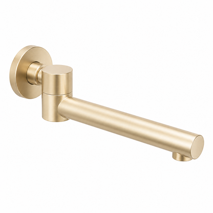 Round Brushed Brass Bathtub/Basin Swivel Wall Spout