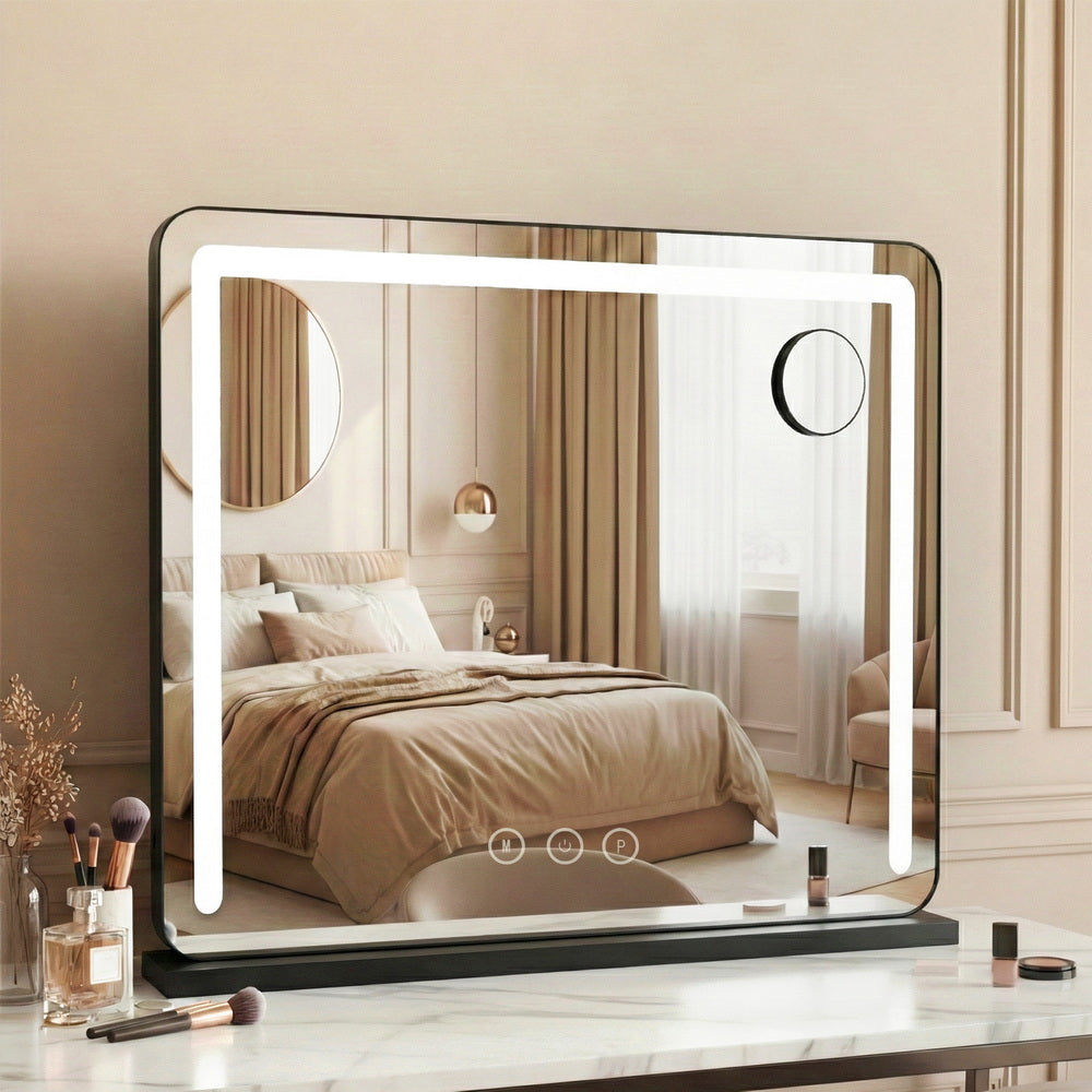 Mirror 60x50cm Hollywood Vanity with LED Light Tabletop Black
