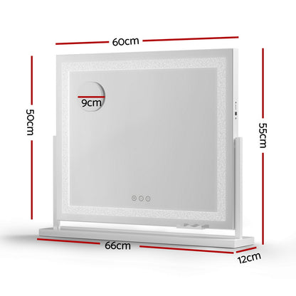 Mirror 60x50cm 360～ Rotatable Vanity Mirror with Lights Crystal LED