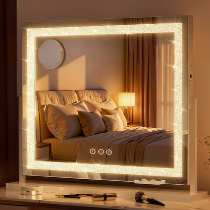 Mirror 60x50cm 360～ Rotatable Vanity Mirror with Lights Crystal LED