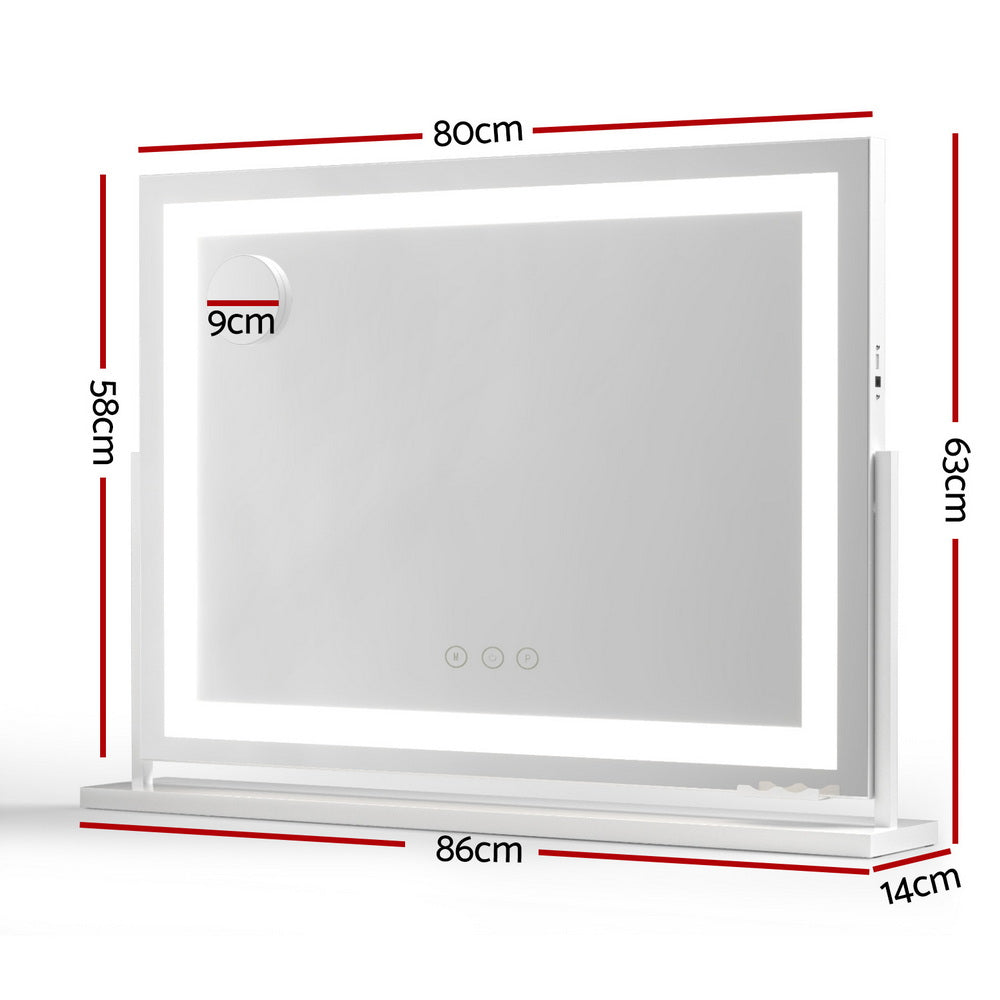 Mirror 80x58cm 360～ Rotatable Vanity Mirror with Lights Bright Light Strip Adjustable
