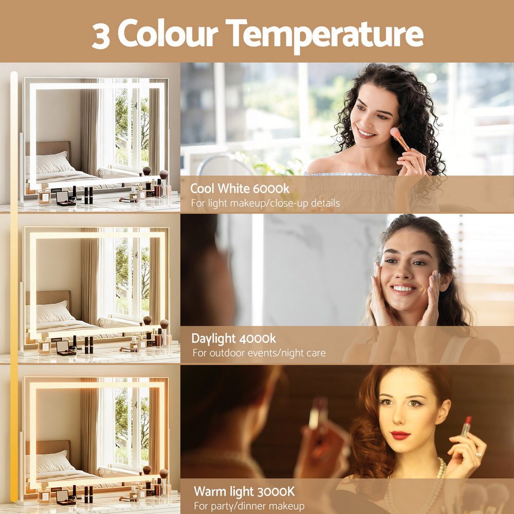 Mirror 80x58cm 360～ Rotatable Vanity Mirror with Lights Bright Light Strip Adjustable