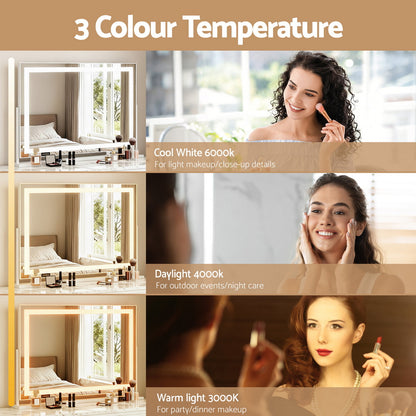 Mirror 80x58cm 360～ Rotatable Vanity Mirror with Lights Bright Light Strip Adjustable