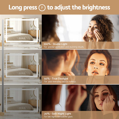 Mirror 80x58cm 360～ Rotatable Vanity Mirror with Lights Bright Light Strip Adjustable
