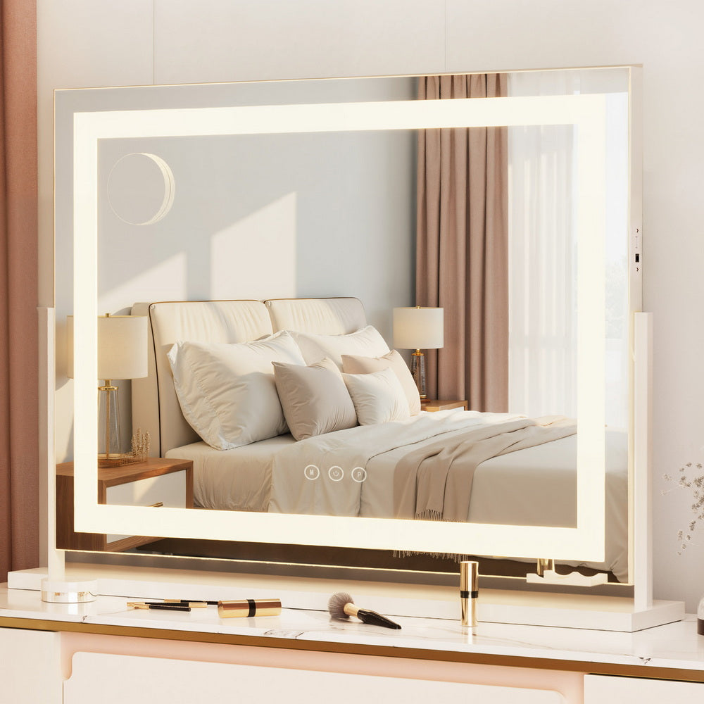 Mirror 80x58cm 360～ Rotatable Vanity Mirror with Lights Bright Light Strip Adjustable