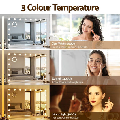 90x60cm Makeup Mirror Large Hollywood Vanity Mirror with 18 Dimmable LED Bulbs