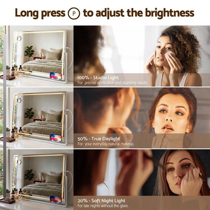 90x60cm Makeup Mirror 360 degree Rotatable Vanity Mirror 10x magnifing