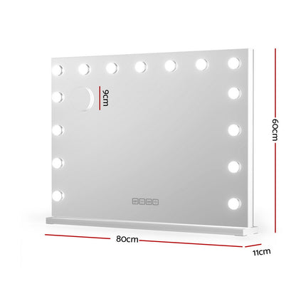Bluetooth Makeup Mirror 80x58cm Hollywood Vanity with LED Light Wall