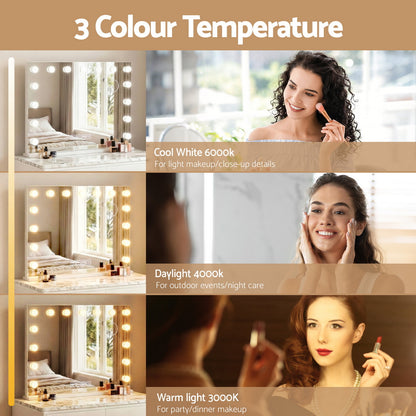 Bluetooth Makeup Mirror 80x58cm Hollywood Vanity with LED Light Wall