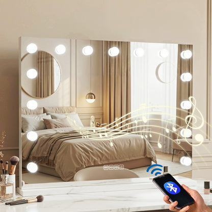 Bluetooth Makeup Mirror 80x58cm Hollywood Vanity with LED Light Wall