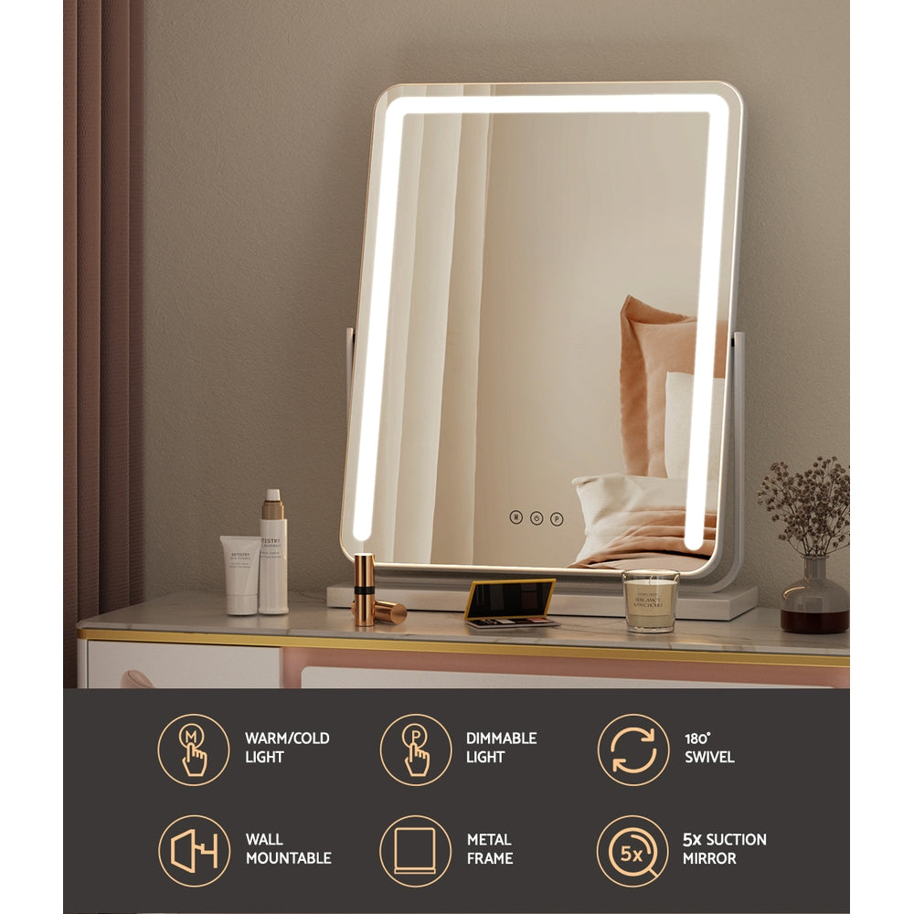 Mirror 40x50cm Hollywood Vanity with LED Light Strip Rotation
