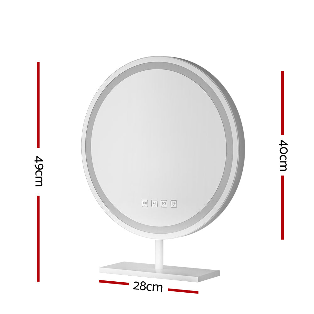 Mirror 40x40cm Hollywood Vanity with LED Light Tabletop Round