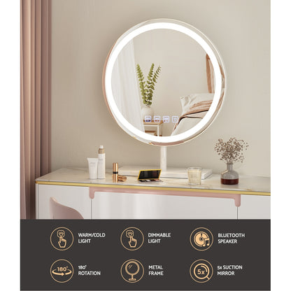 Mirror 40x40cm Hollywood Vanity with LED Light Tabletop Round