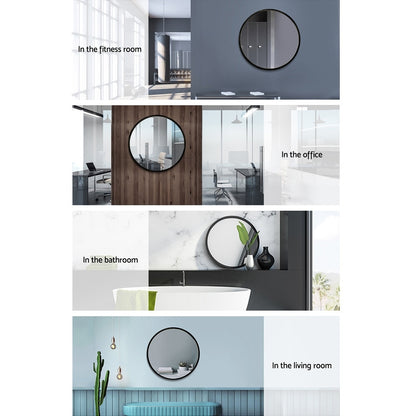 2 Wall Mirror Makeup 50cm Home Decor Framed Mirrors Bathroom Round Black